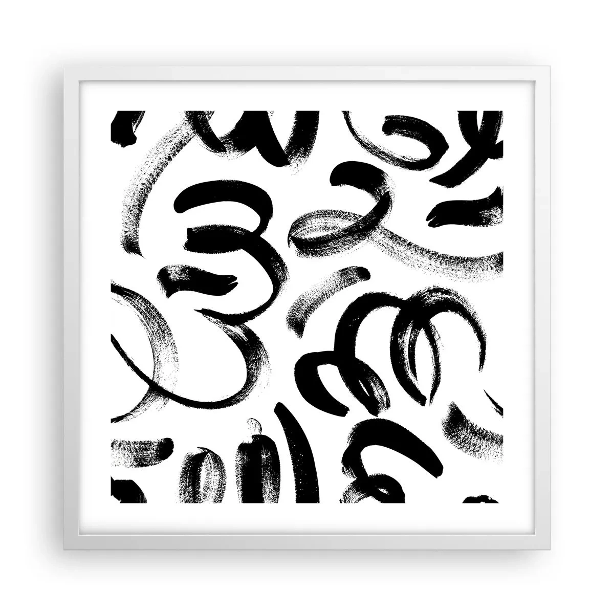 Affiche dans un cadre blanc - Poster - Noir sur blanc - 50x50 cm
