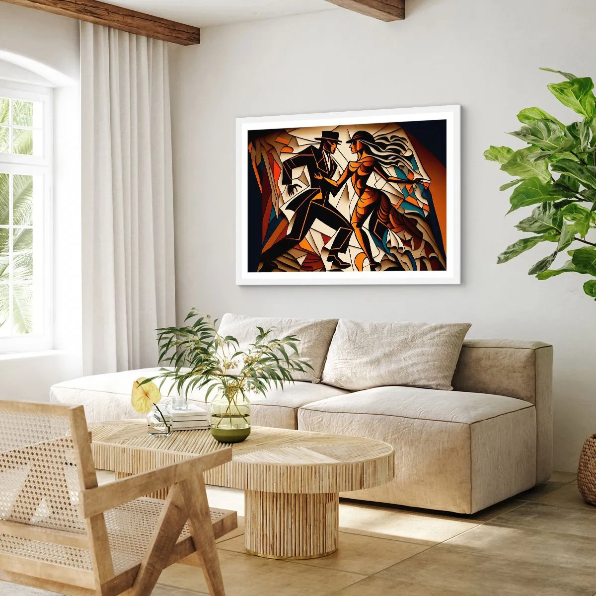 Affiche dans un cadre blanc - Poster - Danse de passion et de volupté - 100x70 cm