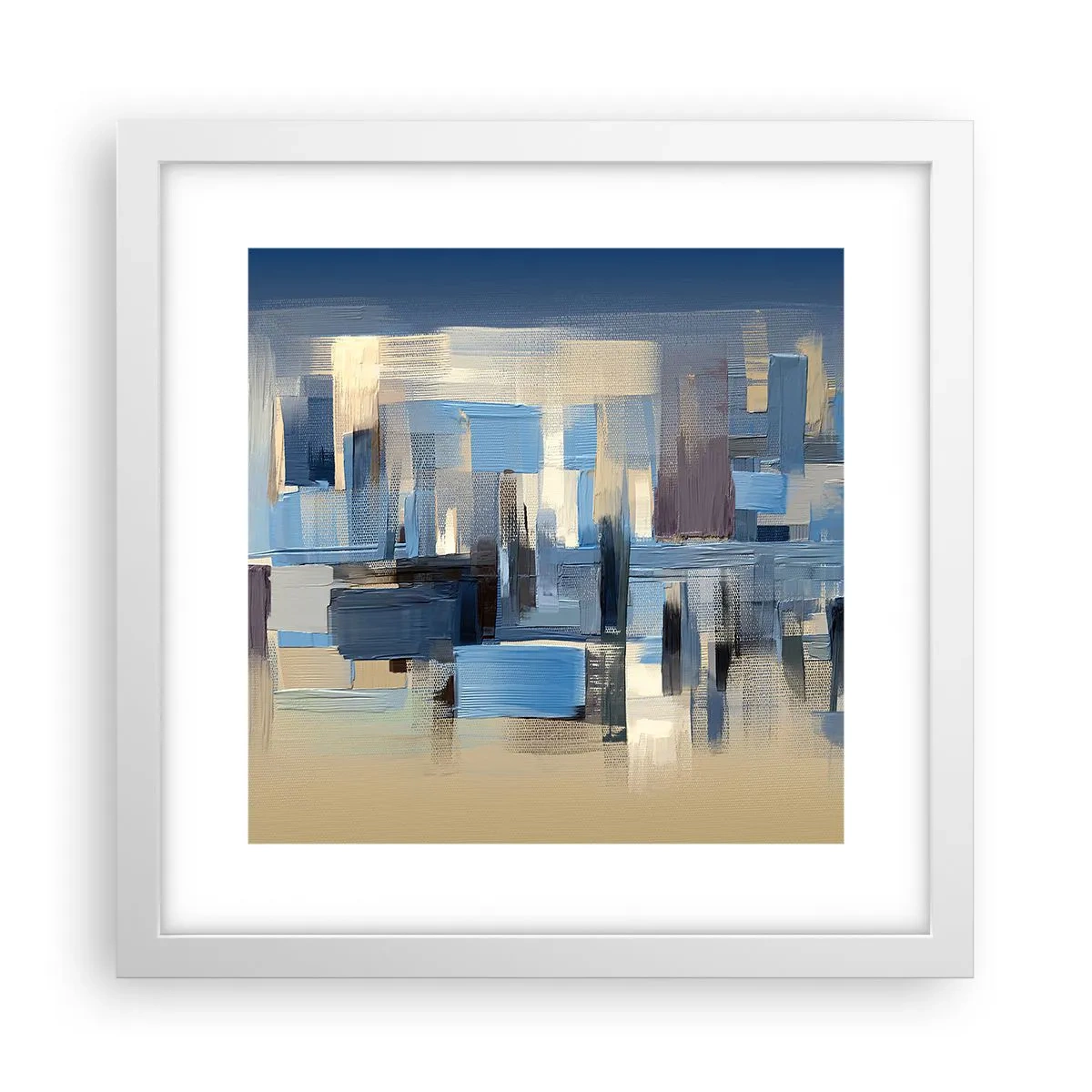 Affiche dans un cadre blanc - Poster - Construction bleue - 30x30 cm