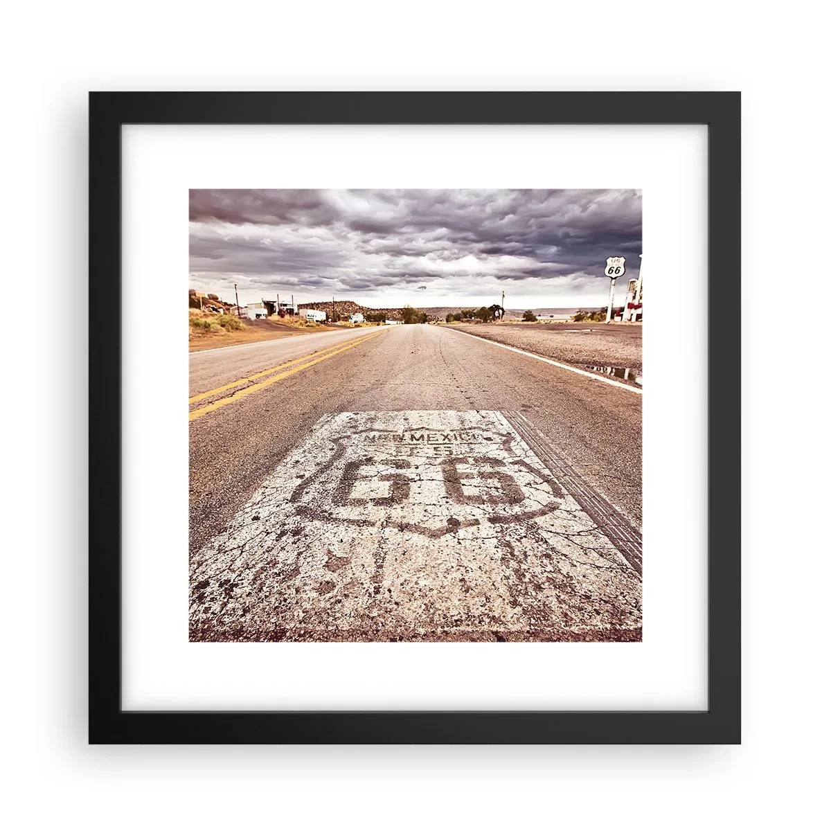 Affiche dans un cadre noir - Poster - Mother Road - une légende américaine - 30x30 cm