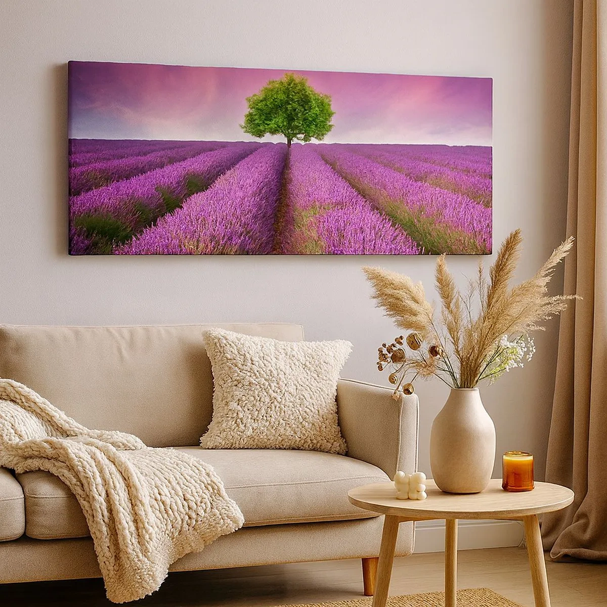 Impression sur toile - Image sur toile - Dans un champs de lavande - 100x40 cm