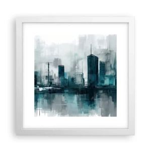 Affiche dans un cadre blanc - Poster - Une ville couleur de pluie - 30x30 cm