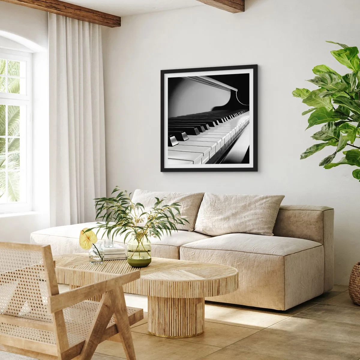 Affiche dans un cadre noir - Poster - Harmonie des formes et des couleurs - 60x60 cm