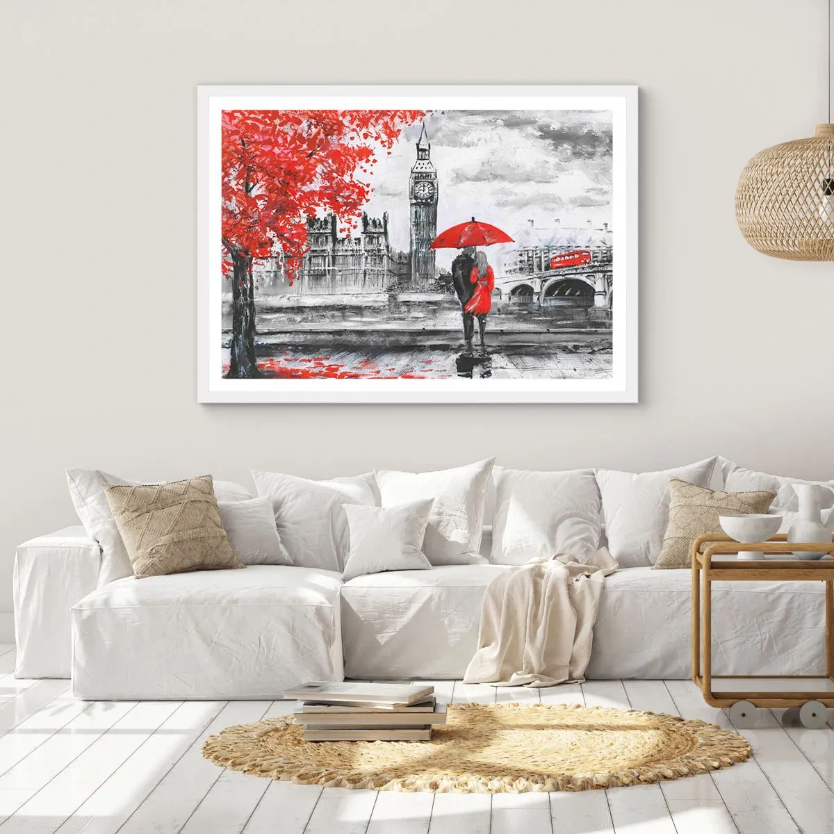 Affiche dans un cadre blanc - Poster - Amoureux de Londres - 70x50 cm