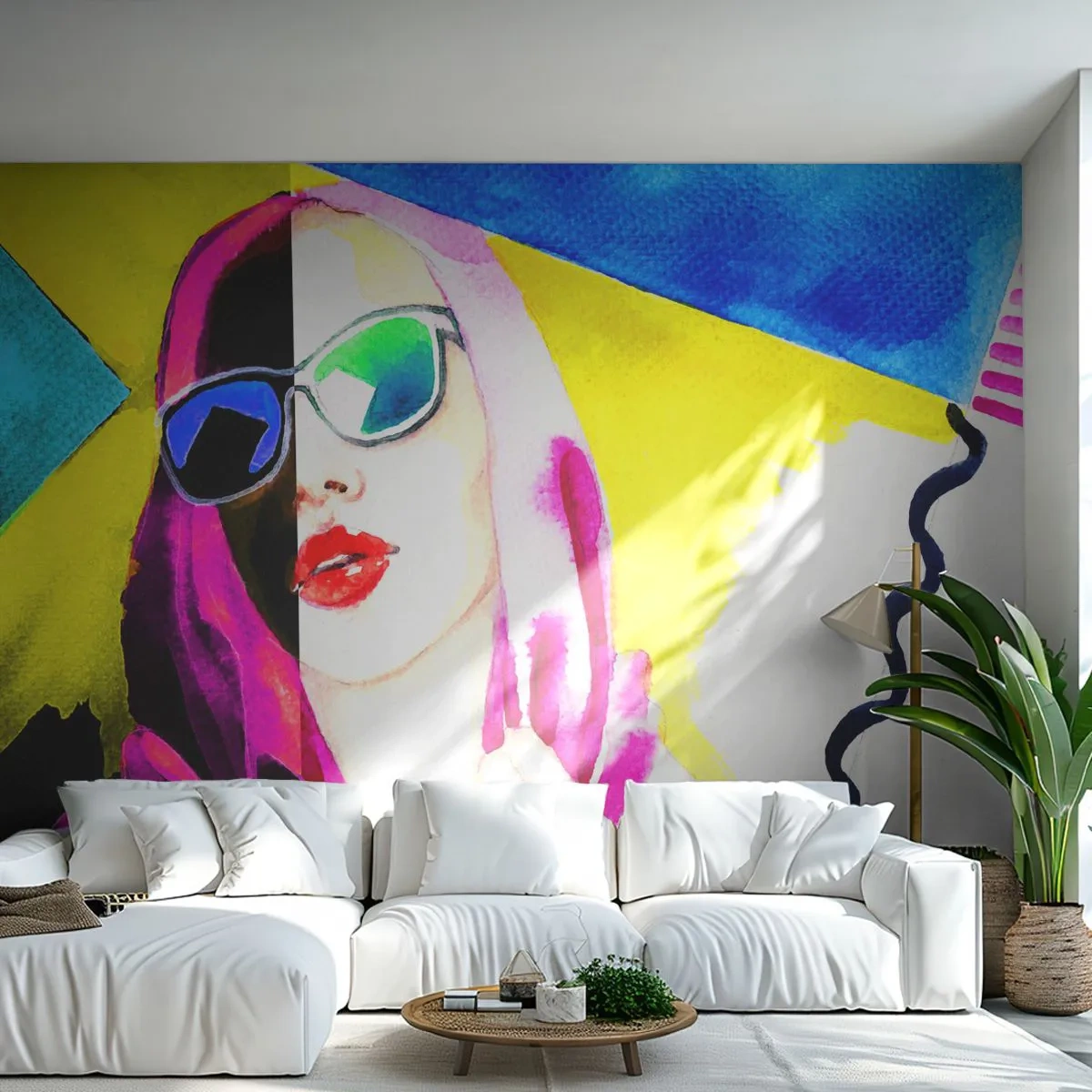 Papier Peint Photo Standard Eco - Portrait coloré d'une femme dans le style pop art - 100x70cm - je ne suis pas blanche et je ne suis pas noire - Décoration murale moderne pour le salon et la chambre ARTTOR