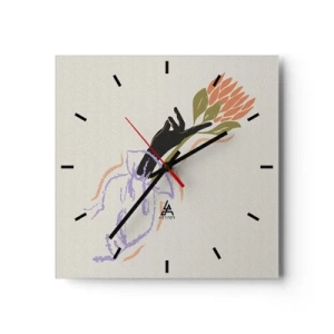 Horloge murale - Pendule murale - Un bouquet de fleurs minimaliste au style délicat - 30x30cm - Touche fraternelle - Décoration murale moderne pour le salon et la chambre ARTTOR