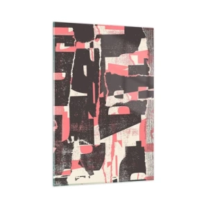 Impression sur verre - Image sur verre - Une composition abstraite dans les tons de rose et de marron. - 80x120cm - Tout ce tapage - Décoration murale moderne pour le salon et la chambre ARTTOR