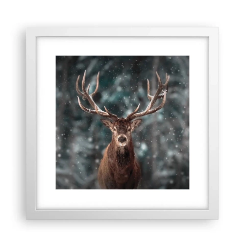 Affiche dans un cadre blanc - Poster - Roi de la forêt couronné - 30x30 cm