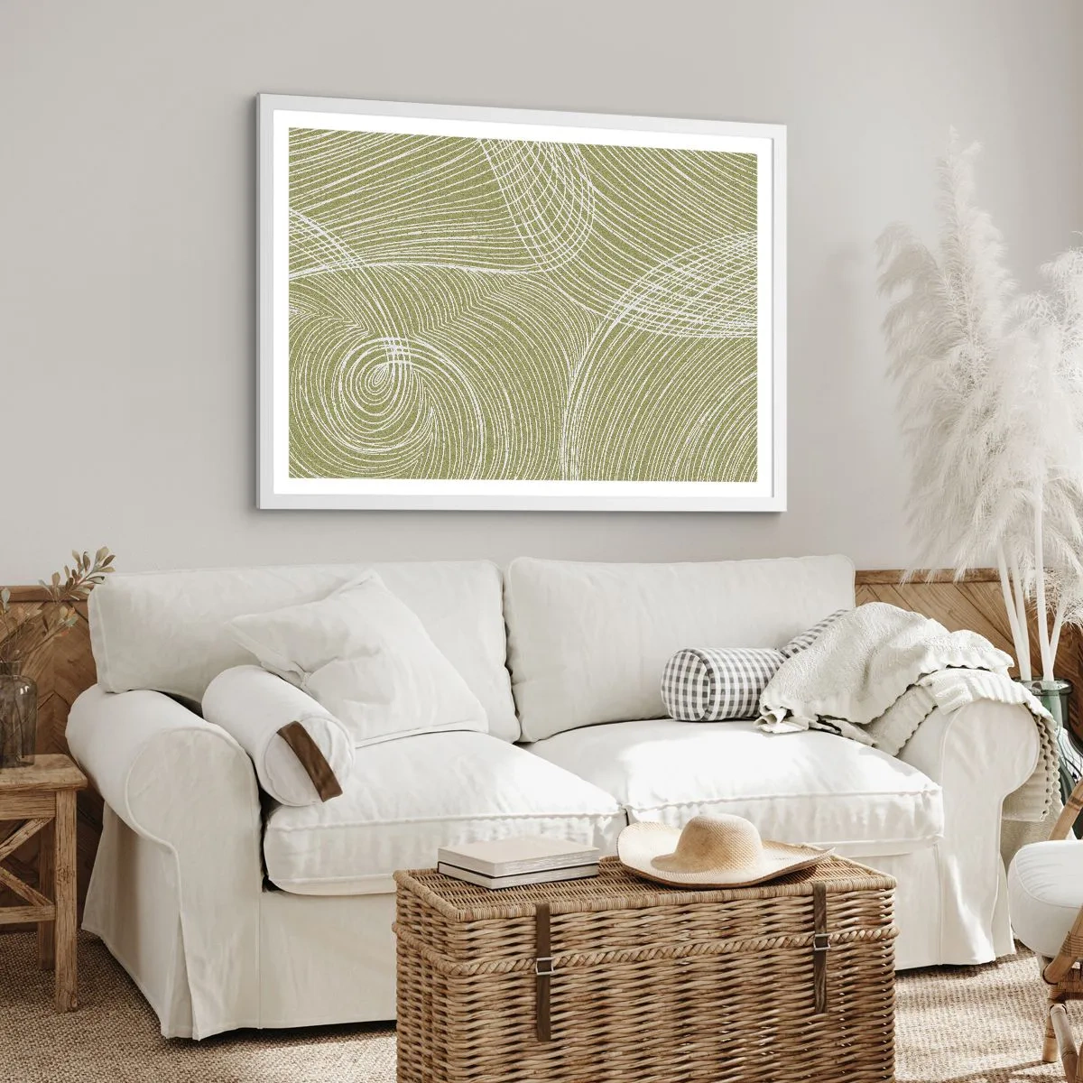 Affiche dans un cadre blanc - Poster - Abstraction complexe de blanc - 40x30 cm