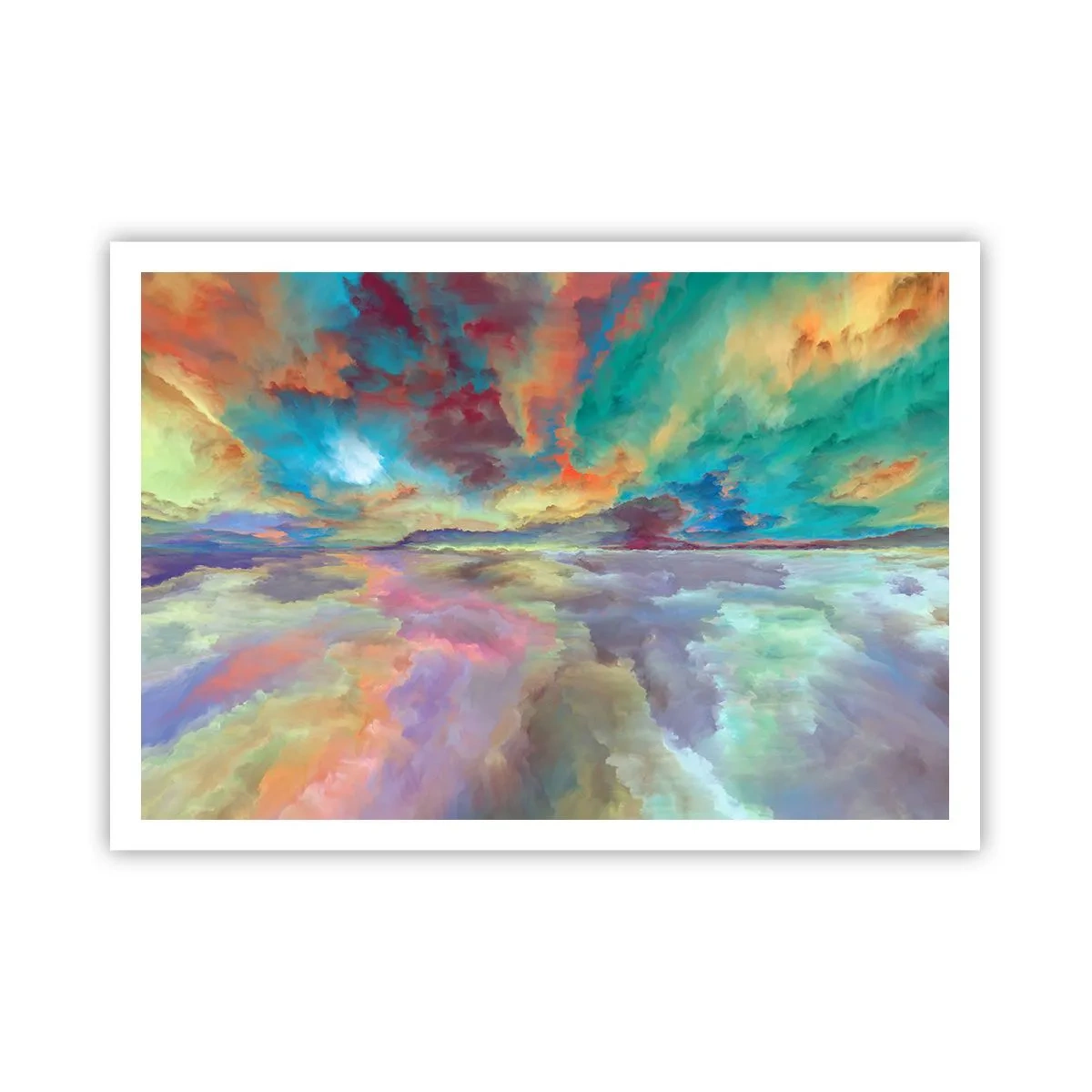 Affiche - Poster - Paysage de nuages colorés dans un style abstrait - 100x70cm - Deux paradis - Décoration murale moderne pour le salon et la chambre ARTTOR