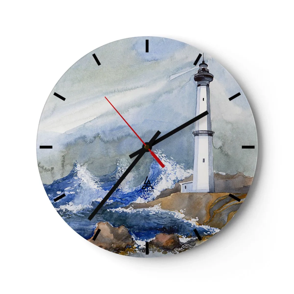 Horloge murale - Pendule murale - Un phare au-dessus d'une mer agitée - 30x30cm - Contre l'obscurité et la tempête - Décoration murale moderne pour le salon, la cuisine et la chambre ARTTOR