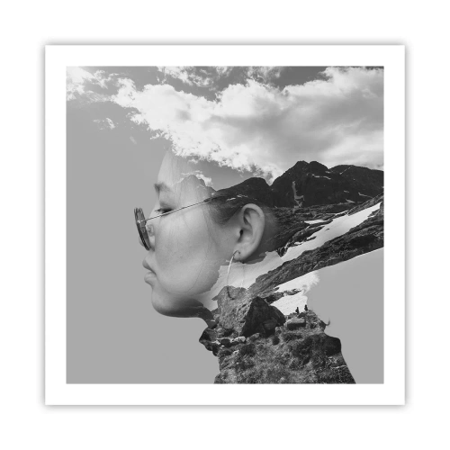 Affiche - Poster - Portrait de montagnes et nuages - 60x60 cm