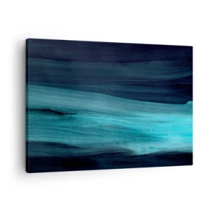 Impression sur toile - Image sur toile - De subtiles vagues abstraites dans des tons bleus foncés - 70x50cm - Suivez le courant - Décoration murale moderne pour le salon et la chambre ARTTOR