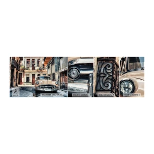 Échantillon de Papier Peint Autocollant Deluxe Sticker - Sieste à La Havane - Voiture ancienne, Architecture, Ville - 100x30 cm