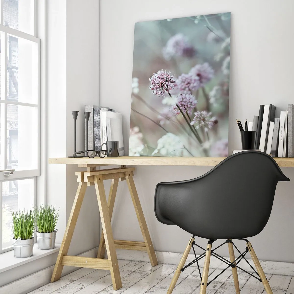 Impression sur verre - Image sur verre - Fleurs sauvages délicates aux tons pastel - 50x70cm - Herbes douces en filigrane - Décoration murale moderne pour le salon et la chambre ARTTOR