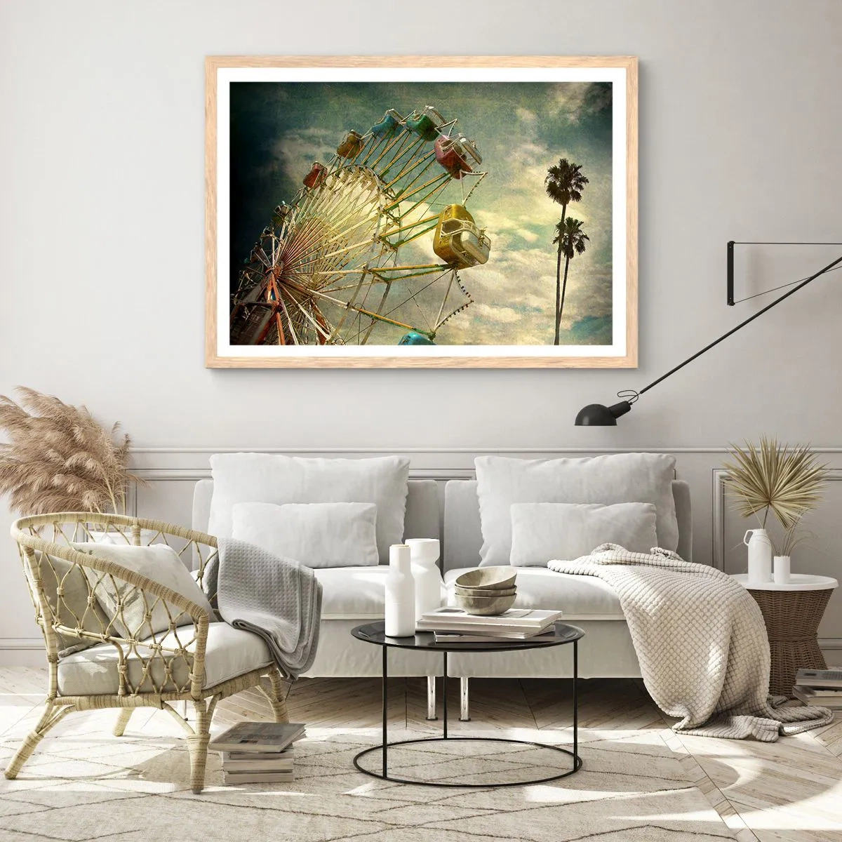 Affiche dans un chêne clair - Poster - On va faire la fête - 100x70 cm