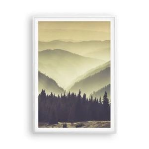 Affiche dans un cadre blanc - Poster - Derrière les sept montagnes… - 70x100 cm