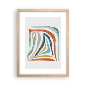 Affiche dans un chêne clair - Poster - Abstraction avec un sourire amical - 30x40 cm