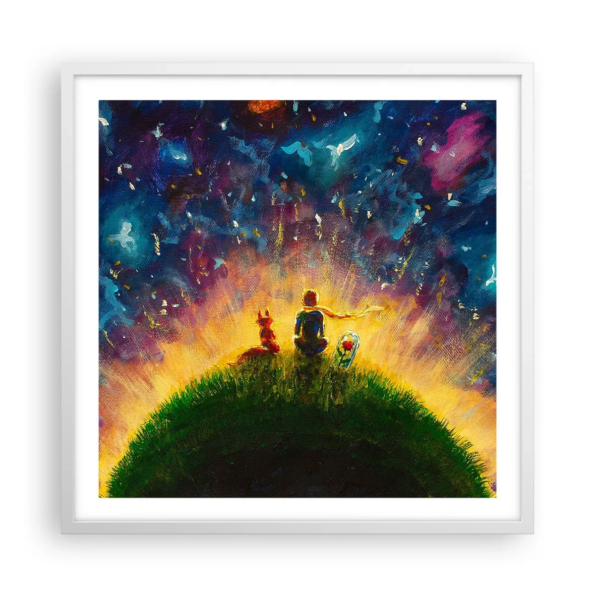 Affiche dans un cadre blanc - Poster - Amour et amitié - le monde entier - 60x60 cm