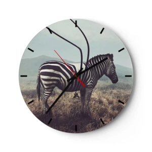 Horloge murale - Pendule murale - Un zèbre dans un décor naturel avec la savane en toile de fond - 30x30cm - Attention! Malfaçon - Décoration murale moderne pour le salon, la cuisine et la chambre ARTTOR