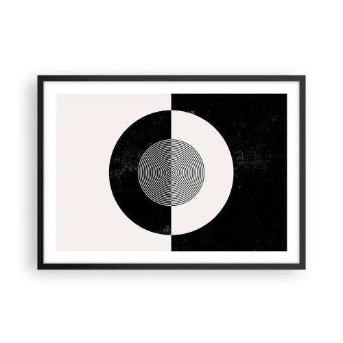 Affiche dans un cadre noir - Poster - Motif graphique contrasté noir et blanc - 70x50cm - Harmonie de noir et blanc - Décoration murale moderne pour le salon et la chambre ARTTOR