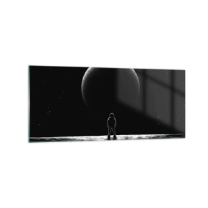 Impression sur verre - Image sur verre - Un astronaute avec en arrière-plan une grande planète dans l'espace - 120x50cm - Face à face - Décoration murale moderne pour le salon et la chambre ARTTOR