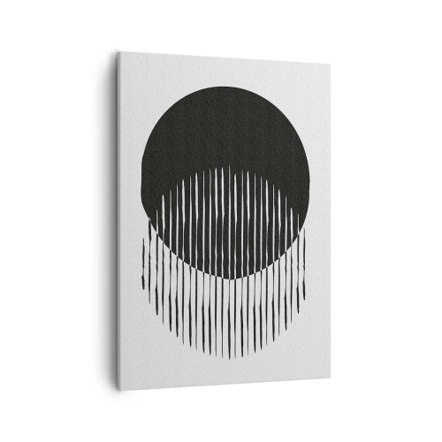 Impression sur toile - Image sur toile - Deux cercles superposés avec des lignes noires et blanches - 50x70cm - Son alter ego - Décoration murale moderne pour le salon et la chambre ARTTOR