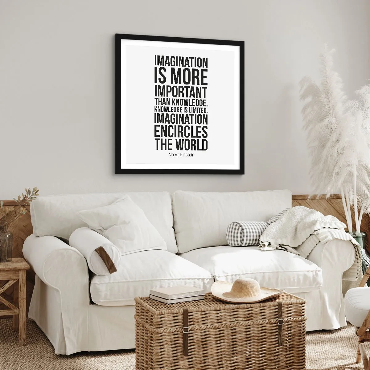 Affiche dans un cadre noir - Poster - Einstein sur le pouvoir de l'imagination - 40x40 cm