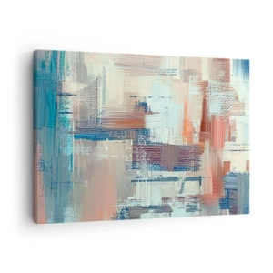 Impression sur toile - Image sur toile - Composition abstraite dans les tons de bleu et de beige - 70x50cm - Atteindre la lumière - Décoration murale moderne pour le salon et la chambre ARTTOR