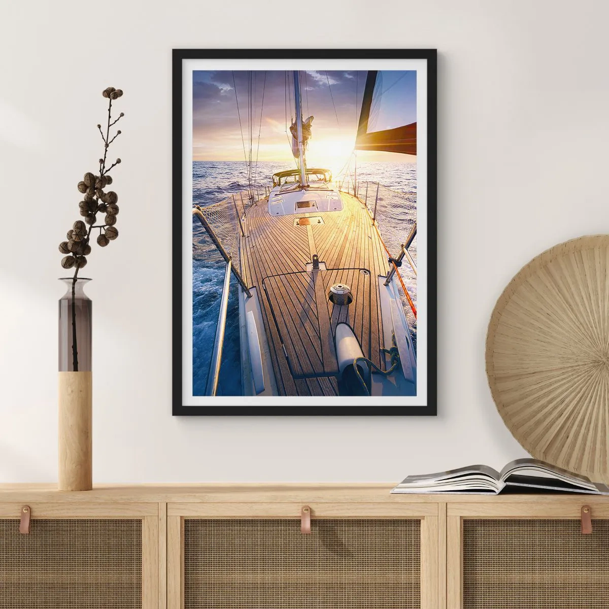 Affiche dans un cadre noir - Poster - Courir sur les vagues - 61x91 cm