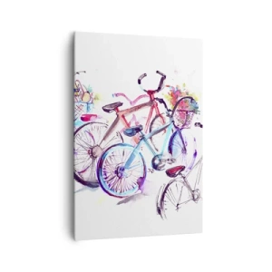 Impression sur toile - Image sur toile - Vélos colorés dans un style aquarelle artistique - 70x100cm - Congrès du club Antymoto - Décoration murale moderne pour le salon et la chambre ARTTOR