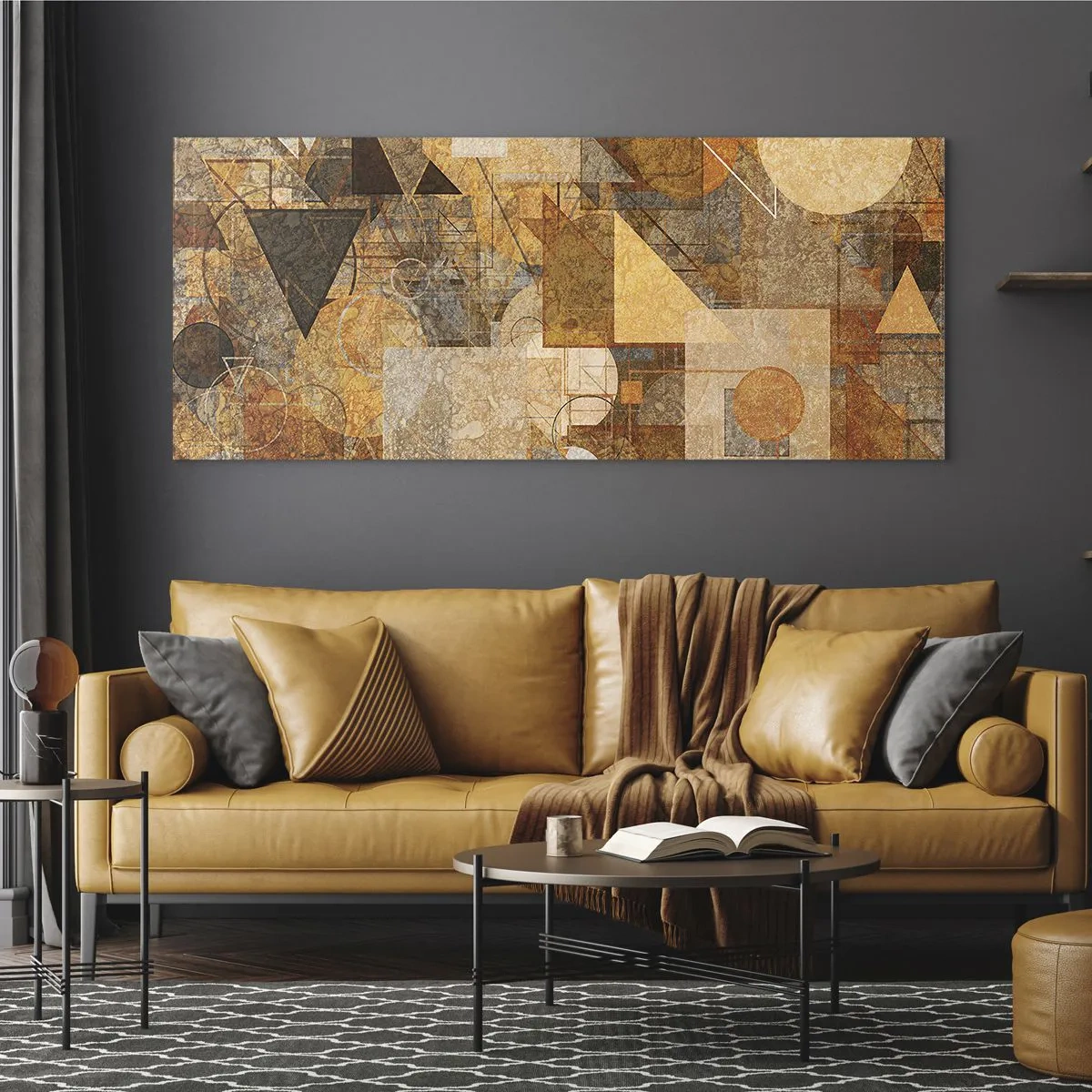 Impression sur verre - Image sur verre - Étude cubique de marron - 100x40 cm