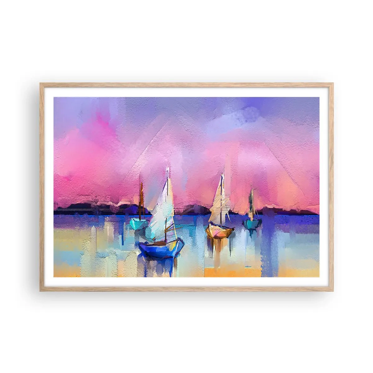 Affiche dans un chêne clair - Poster - Direction: les eaux larges - 100x70 cm