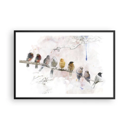 Affiche dans un cadre noir - Poster - Rencontre ailée - 91x61 cm