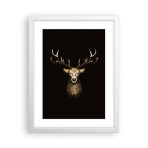 Affiche dans un cadre blanc - Poster - Cerf cubique - 30x40 cm