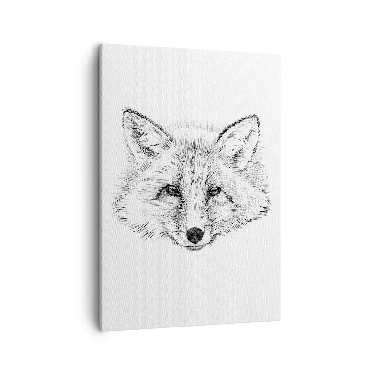 Impression sur toile - Image sur toile - Dessin en noir et blanc d'une tête de renard sur fond blanc - 50x70cm - Ces yeux peuvent-ils mentir ? - Décoration murale moderne pour le salon et la chambre ARTTOR