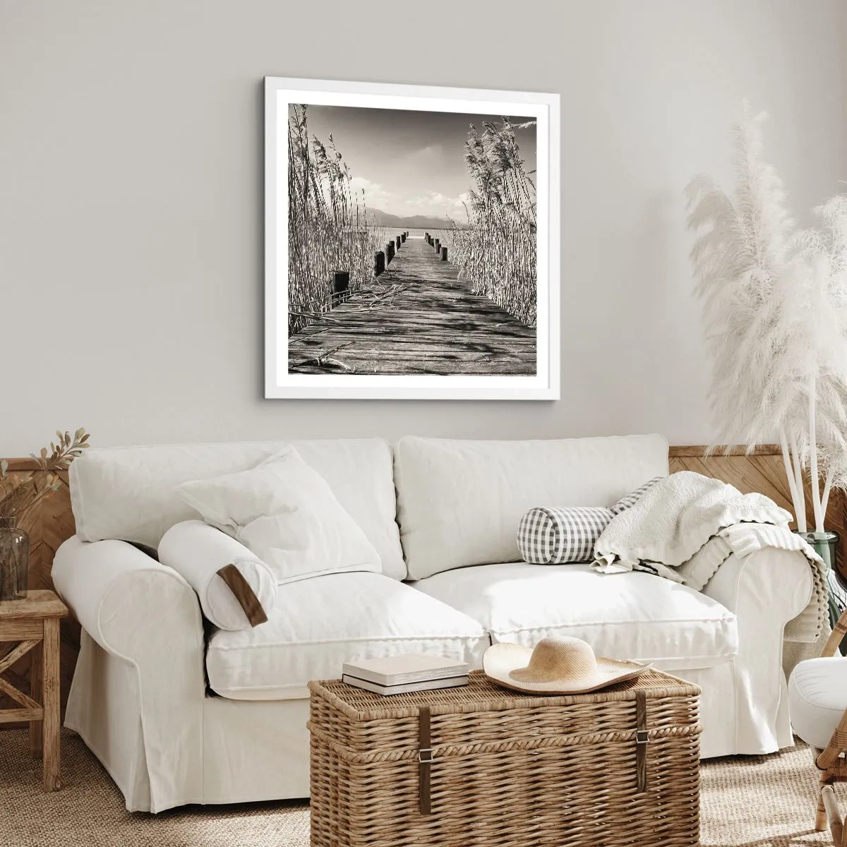 Affiche dans un cadre blanc - Poster - Dans le calme de l'herbe - 60x60 cm