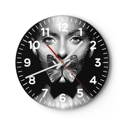 Horloge murale - Pendule murale - Baiser papillon - 30x30 cm