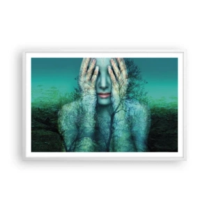 Affiche dans un cadre blanc - Poster - immergé dans l'azur - 91x61 cm