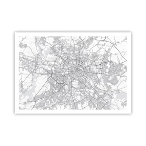 Affiche - Poster - Carte détaillée de la ville en noir et blanc - 100x70cm - Fleur de Berlin - Décoration murale moderne pour le salon et la chambre ARTTOR