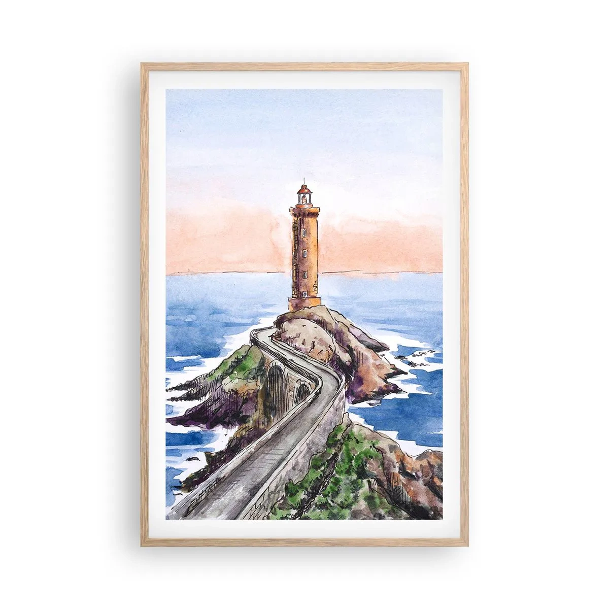 Affiche dans un chêne clair - Poster - Face à la mer - 61x91 cm