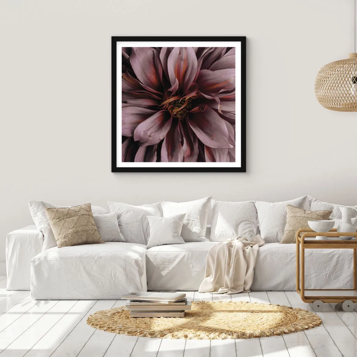 Affiche dans un cadre noir - Poster - Un coeur fleuri - 40x40 cm