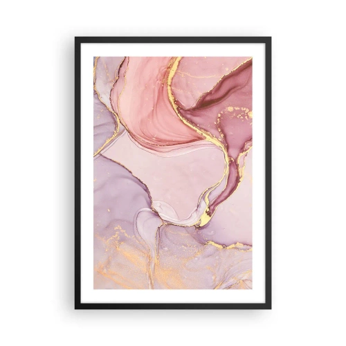 Affiche dans un cadre noir - Poster - Une combinaison abstraite de nuances pastel avec des accents dorés. - 50x70cm - Caresse de couleurs - Décoration murale moderne pour le salon et la chambre ARTTOR