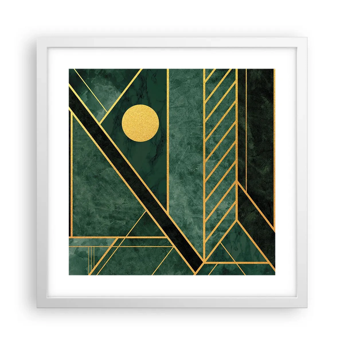 Affiche dans un cadre blanc - Poster - Dynamique or et azur - 40x40 cm