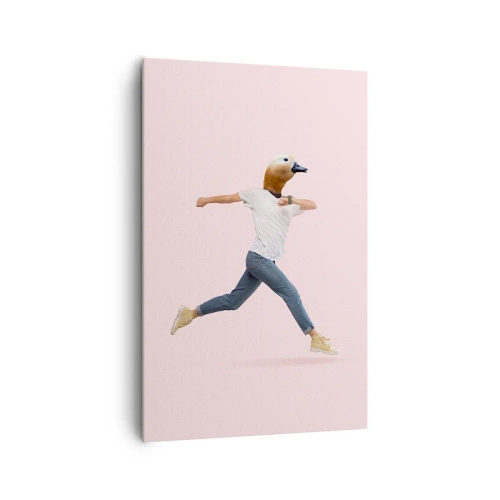 Impression sur toile - Image sur toile - Une figure surréaliste avec une tête de canard en mouvement - 80x120cm - Une pincée d'absurdité - Décoration murale moderne pour le salon et la chambre ARTTOR