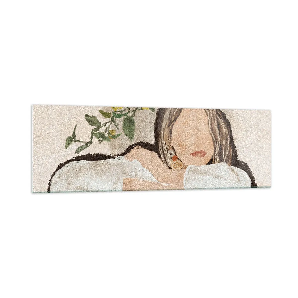 Impression sur verre - Image sur verre - La figure d'une femme sur fond de citronnier - 160x50cm - La beauté du sud - Décoration murale moderne pour le salon et la chambre ARTTOR