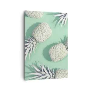 Impression sur toile - Image sur toile - Ananas blancs sur fond pastel dans un style minimaliste - 70x100cm - Ils se combinent très bien avec la menthe - Décoration murale moderne pour le salon et la chambre ARTTOR