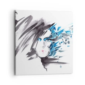 Impression sur toile - Image sur toile - Portrait sensuel en gris et bleu - 70x70 cm