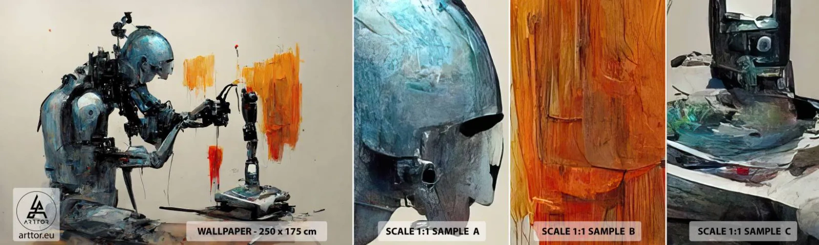 Échantillon De Papier Peint Standard Eco - Déjà demain… - Artiste, Intelligence artificielle, Robot - 100x30 cm