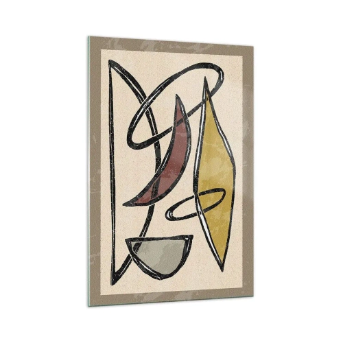 Impression sur verre - Image sur verre - Abstraction avec des formes géométriques et des couleurs sobres - 70x100cm - Verticales et horizontales - Décoration murale moderne pour le salon et la chambre ARTTOR